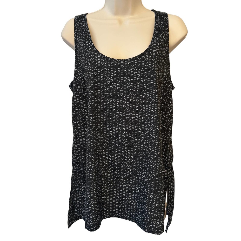 Banana Republic Womens Black White Heart Print Sleeveless Tank Top Blouse Small